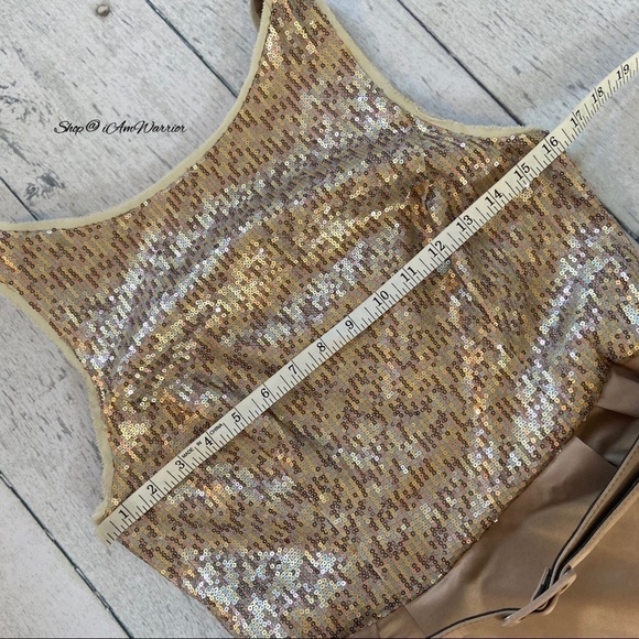 The Limited champagne sequin satin belted a-line party dress *shop@iamwarrior - Picture 6 of 10